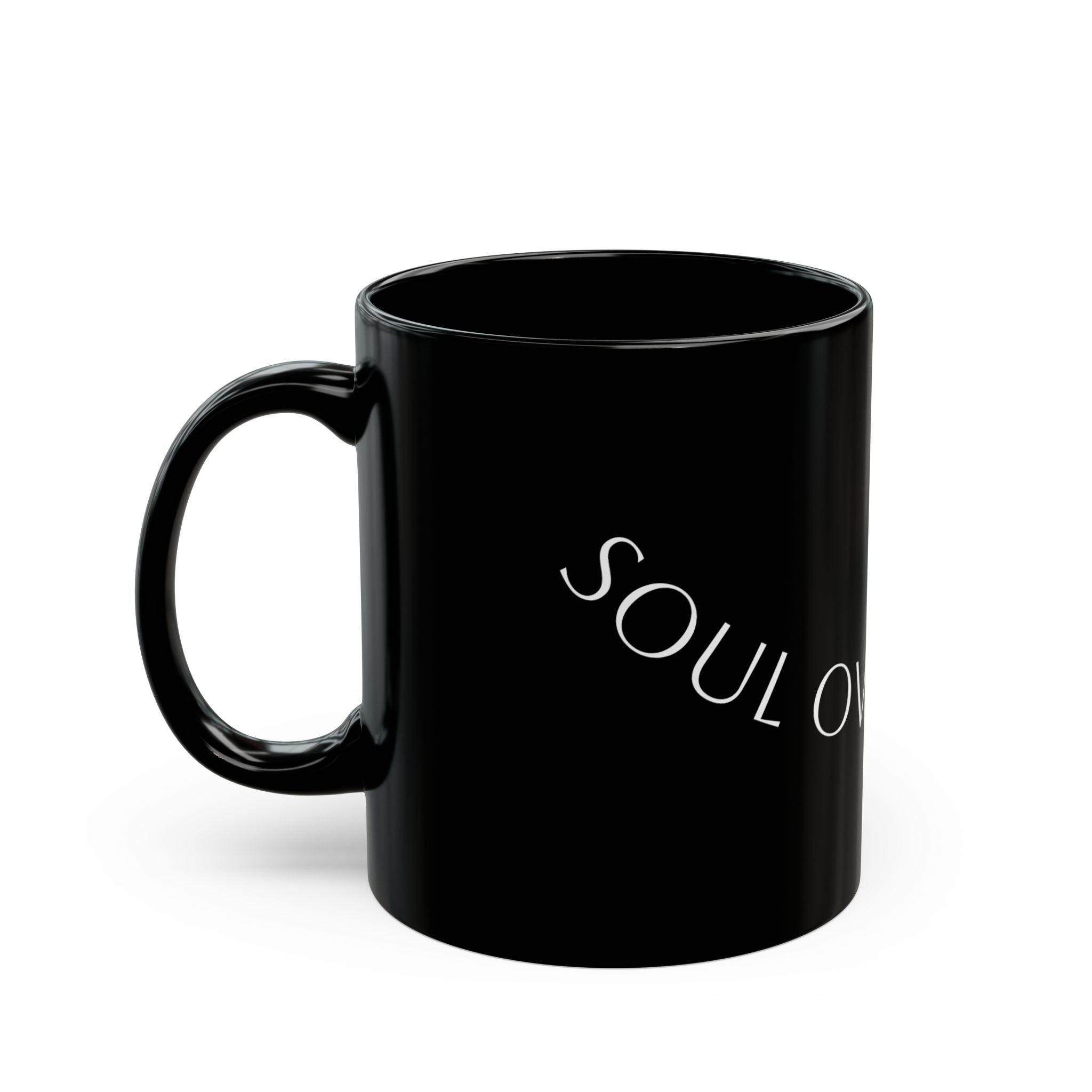 Black Mug — 'Soul Over Status' Minimalist Ceramic Coffee Cup